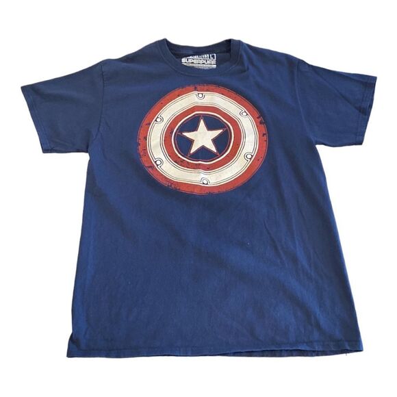 Superpuff Captain America Crewneck Tee Shirt Size Large - Picture 1 of 5